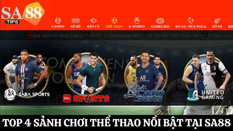 Top 4 sảnh chơi thể thao SA88 thu hút đông đảo người chơi lựa chọn